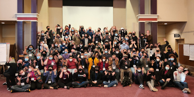 Dev Summit 22 Group Photo - Halloween 'faces'